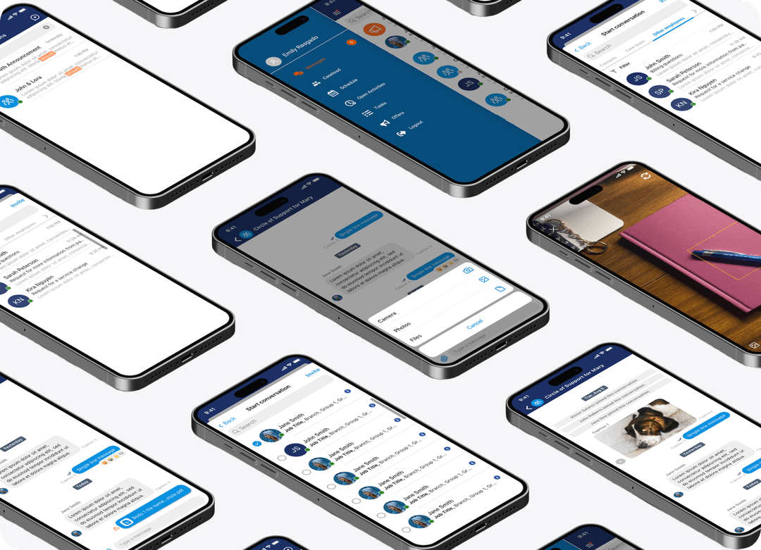 Private messaging for home-care teams